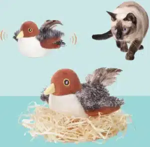 Potaroma Cat Toys Rechargeable Flapping Bird Sparrow, Lifelike Chirp Tweet, Touch Activated Kitten Toy