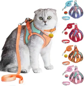 JSXD Cat Harness,Leash and Collar Set,Escape Proof Kitten Vest Harness for Walking