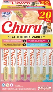 INABA Churu Cat Treats, Grain-Free, Lickable, Squeezable Creamy Purée Cat Treat/Topper