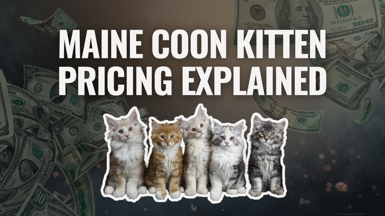 Maine Coon kitten pricing explained illustrated with five Maine Coon kittens beneath the headline