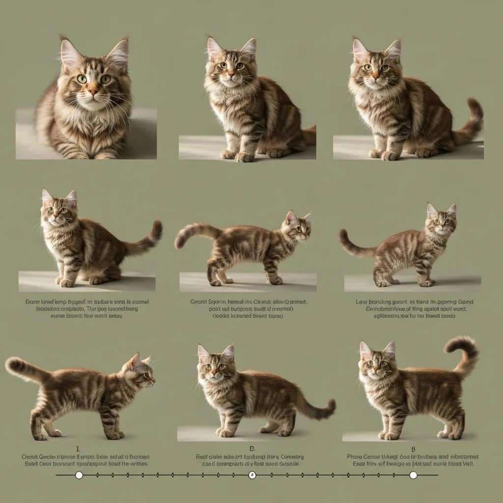 Maine Coons at Different Growth Stages Kitten Juvenile and Adult Illustrating Size and Development