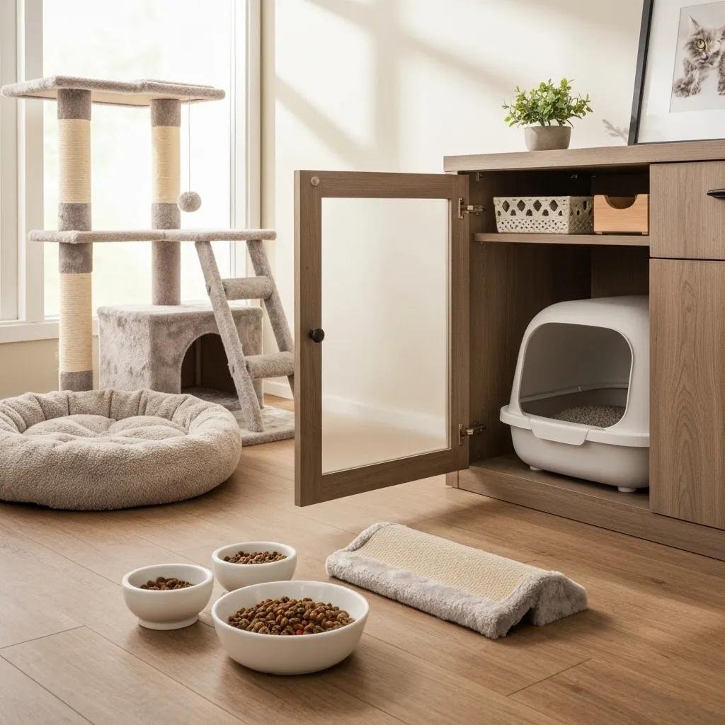 Well Prepared Home Environment for a Maine Coon Kitten Featuring Essential Supplies Like Litter Tray Food and Toys